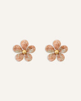 Aretes Trendy de Resina con Diseño de Flor y Centro Dorado
