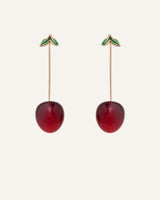 Aretes Largos Trendy Cerezas Burgundy