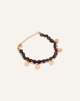 Pulsera Trendy Boho con Piedras Burgundy y Dijes Dorados