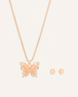 Set Collar + Arete Moda Mariposa Dorado