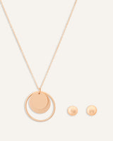 Set Collar + Arete Trendy Circle Dorado