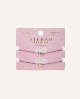 Set de pulseras de hilo lila corazones