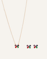 Set Collar + Arete Trendy Mariposa Dorado