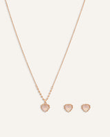Set Collar + Arete Moda Heart Dorado