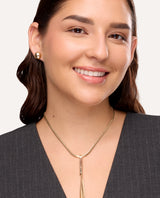 Set Collar + Arete Moda Collar largo en Y Dorado