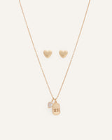 Set Collar + Arete Corazón 11:11 Dorado