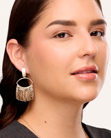 Aretes Trendy Vintage Aro Superior con Flecos Dorado