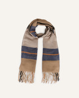 Chalina Moda Cuadros con Flecos Beige y Naranja