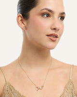 Set Collar + Arete Premium Zircón Mariposa Dorado