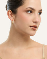 Aretes Argolla Premium Zircón Bañado en Oro Dorado
