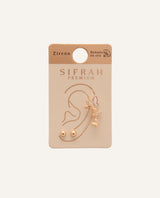 Set Earcuff Premium Zircón Bañado en Oro Mariposa Dorado