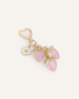 Llavero Fresas y Flor Rosa