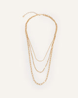 Set Collar + Arete Triple Cadena Dorado