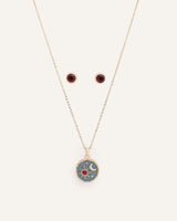 Set Collar + Arete Sol y Luna Dorado