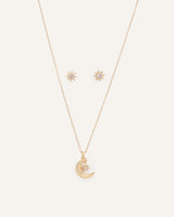Set Collar + Arete Luna Dorado