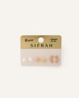 Set Aretes Premium Aura Mix Dorado x 3 Und