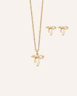 Set Collar + Aretes Premium Lazo Dorado