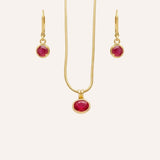 Set Collar + Aretes Premium Drop Red Dorado