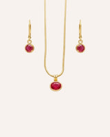 Set Collar + Aretes Premium Drop Red Dorado