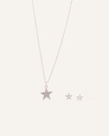 Set Collar + Aretes Premium Star Plateado