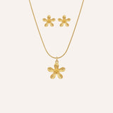 Set Collar + Aretes Premium Flor Dorado
