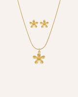 Set Collar + Aretes Premium Flor Dorado