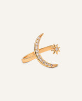 Anillo Premium Zircón Bañado en Oro Luna Dorado