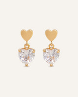 Aretes Premium Zircón Bañado en Oro Corazón Dorado