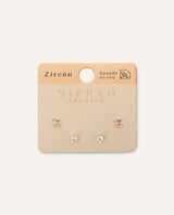 Set Aretes Premium Zircón Bañado en Oro Mini Cerezas Dorado