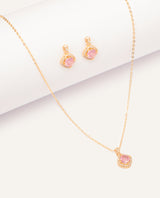 Set Collar + Arete Premium Zircón Bañado en Oro  Dorado