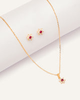 Set Collar + Arete Premium Zircón Bañado en Oro  Dorado