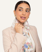 Pashmina Moda Flores Crema