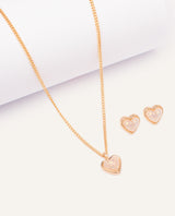 Set Collar + Arete Moda Corazón Dorado