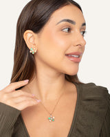 Set Collar + Arete Moda Flor Primaveral Dorado