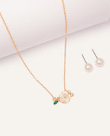 Set Collar + Arete Moda Flor Dorado