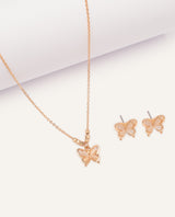 Set Collar + Arete Moda Mariposa Dorado