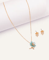 Set Collar + Arete Trendy Flor Dorado