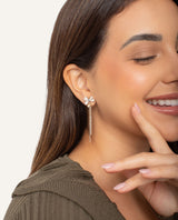 Aretes Largos Trendy Flor Dorado