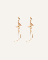 Aretes Largos Trendy Mariposa Dorado