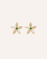 Aretes Premium Zircón Bañado en Oro Flor Dorado