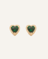 Aretes Premium Zircón Bañado en Oro Corazón Dorado