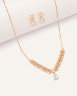 Set Collar + Arete Premium Zircón Bañado en Oro  Dorado