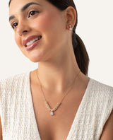 Set Collar + Arete Premium Zircón Bañado en Oro  Dorado