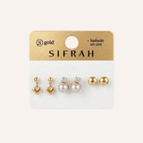 Set Aretes Bañado en Oro Premium Dorado 3 Und