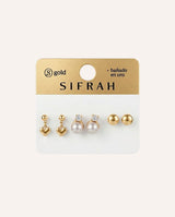Set Aretes Bañado en Oro Premium Dorado 3 Und