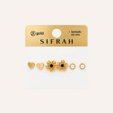 Set Aretes Bañado en Oro Premium Dorado 3 Und