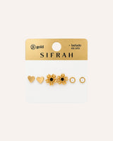 Set Aretes Bañado en Oro Premium Dorado 3 Und