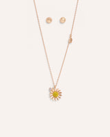 Set Collar + Arete Flor es Ser Girasol Dorado