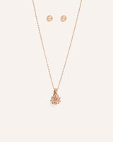 Set Collar + Arete Flor es Ser Loto Sagrado Rosa