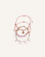 Set Pulseras de Hilo Regulables Trendy Dorado y Rosa